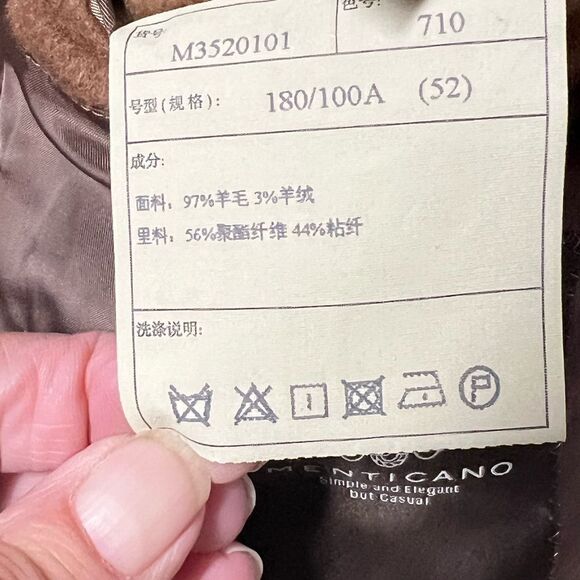 New Menticano Italian Wool Cashmere Blend Double Breasted Camel Mens Coat Sz 52 - Picture 8 of 9